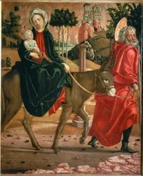 La fuite en Égypte. Saint Joseph conduisant l