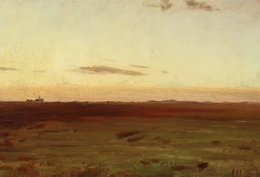 Vue de la prairie et des dunes au soleil du soir.