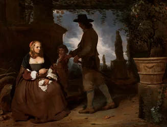 Un jeune couple et un garçon dans un jardin, vers 1650