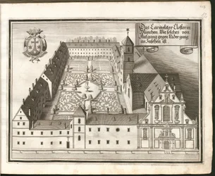 French : Le monastère des Carmes à Munich, tel qu