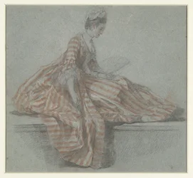 Dame assise sur une balustrade