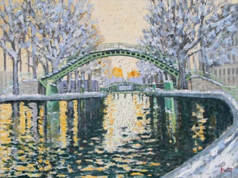 Canal Saint Martin en Hiver, 2003 (huile sur carton)