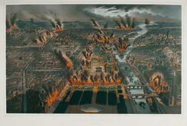 La Commune : Paris en feu dans la nuit du 24 au 25 mai 1871 ... (gravure)
