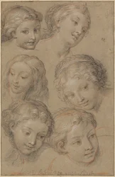 Études de têtes de femmes