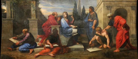 Aspasie entourée de philosophes grecs