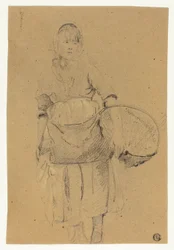 Fille de pêcheur avec panier