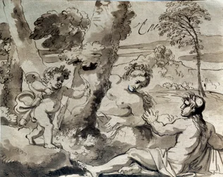 Amour, un berger et une nymphe