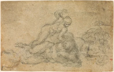 Michel-Ange - David et Goliath. Verso Études architecturales lignées, vers 1550-1556, I, 32a