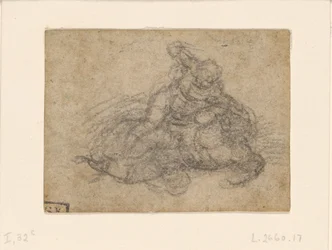 Michel-Ange - David et Goliath. Verso Études architecturales lignées, vers 1550-1556, I, 32c