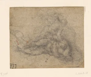 Michel-Ange - David et Goliath. Verso Études architecturales lignées, vers 1550-1556, I, 32d