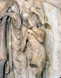 Ange, marbre de Venise, début du XVIe siècle. Cérémonie funéraire, (détail), Musée du Louvre. Sculpture de Michel-Ange.