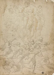 Archers tirant sur un Herm, Triomphe de Bacchus et autres études