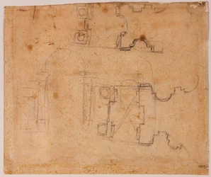 Élévation architecturale et détails du plan de San Giovanni dei Fiorentini