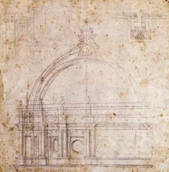 Dessins de conception pour le dôme de la basilique Saint-Pierre au Vatican