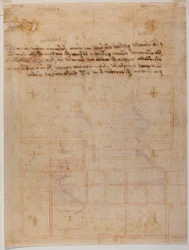 Plan fragmentaire du couvent de San Lorenzo, inscriptions manuscrites