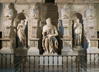 Italie, Rome, Basilique Saint-Pierre, Rachel, Moïse et Léa, détail du tombeau de Jules II, vers 1515