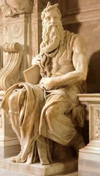 Moïse, (détail) du Tombeau de Jules II, par Michel-Ange, Basilique Saint-Pierre-aux-Liens, Rome, vers 1515