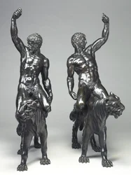 Bacchantes nues chevauchant des panthères