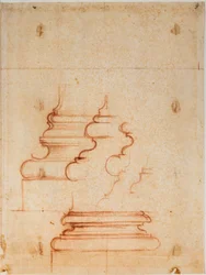 Bases de piliers pour la Nouvelle Sacristie, inscriptions manuscrites