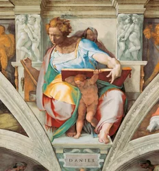 Prophètes et sibylles : Daniel, plafond de la chapelle Sixtine au Vatican, 1508-1512.