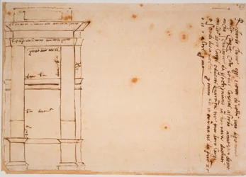 Élévation latérale du tombeau de Jules II, souvenir autographe