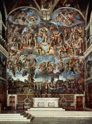 Chapelle Sixtine avec le retable du Jugement dernier (fresque)