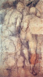 Soldats, dessin préparatoire pour la fresque de la Crucifixion de Saint Pierre dans la chapelle Pauline au Palais du Vatican