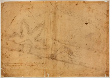 Étude de figure par une autre main et inscription manuscrite
