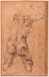 Étude de nu masculin agenouillé