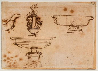 Trois dessins de fontaines
