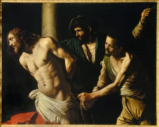 La Flagellation du Christ à la colonne. Peinture de Michelangelo Merisi, dit le Caravage ou il Caravaggio (1571-1610), 1607. H. 1,34 x 1,75 m, Rouen, musée des Beaux-Arts