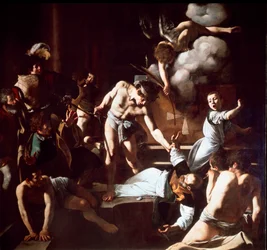 Le Martyre de Saint Matthieu Peinture de Michelangelo Merisi da Caravaggio dit Le Caravage (1571-1610) 1600 Dim. 323 x 343 cm Chapelle Contarelli, San Luigi dei Francesi (Église Saint-Louis-des-Français), Rome