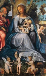 Repos en Égypte, panneau central du Triptyque de la Consolation, attribué à Michele Cavaro (1517-1584)