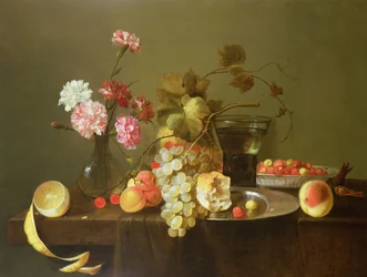 Nature morte de fruits et de fleurs