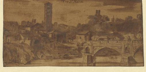 Vue de S. Maria in Cosmedin, du temple de Vesta et du Ponte S. Maria à Rome
