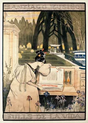 Affiche de présentation de « Les pages de la vie », série de lithographies illustrant des poèmes en prose par Santiago Rusinol y (i) Prats (1861-1931)