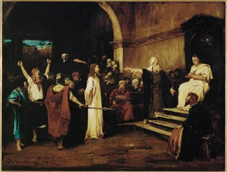 Le Christ devant Pilate (peinture sur toile)