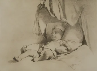 Bébé endormi sur un lit