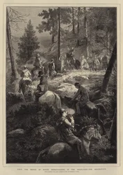 SAR le prince de Galles chassant le cerf dans les Highlands, le rendez-vous
