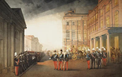 Parade devant le palais Anichkov à Saint-Pétersbourg, 1870