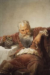 Falstaff avec une chope de vin et une pipe