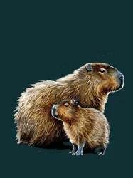 Les Capybaras sur cyan profond, 2020