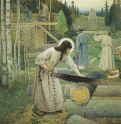 Saint Serge travaille Triptyque, Partie centrale, 1896