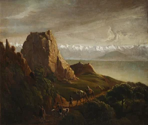 Paysage caucasien avec des chameaux
