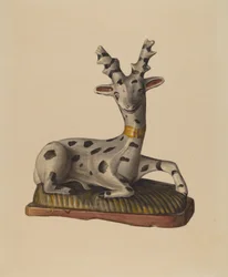Cerf en craie, vers 1938 (aquarelle)