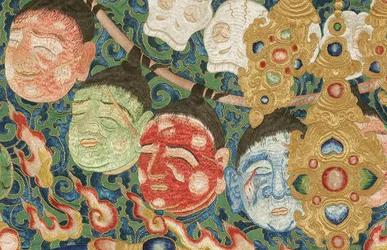 Détail de Thangka impérial brodé en soie