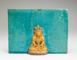 Tuile avec figure du Bouddha Amitabha