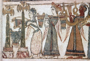 (détail) fresque sur sarcophage de Hagia Triada