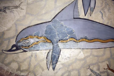 Art minoen. La « Fresque aux dauphins ». La fresque décorait le mur ou le sol d