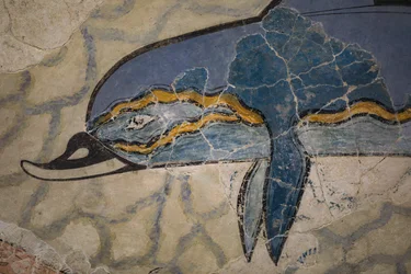 Partie de la fresque des dauphins. 1600 - 1450 av. J.-C.
